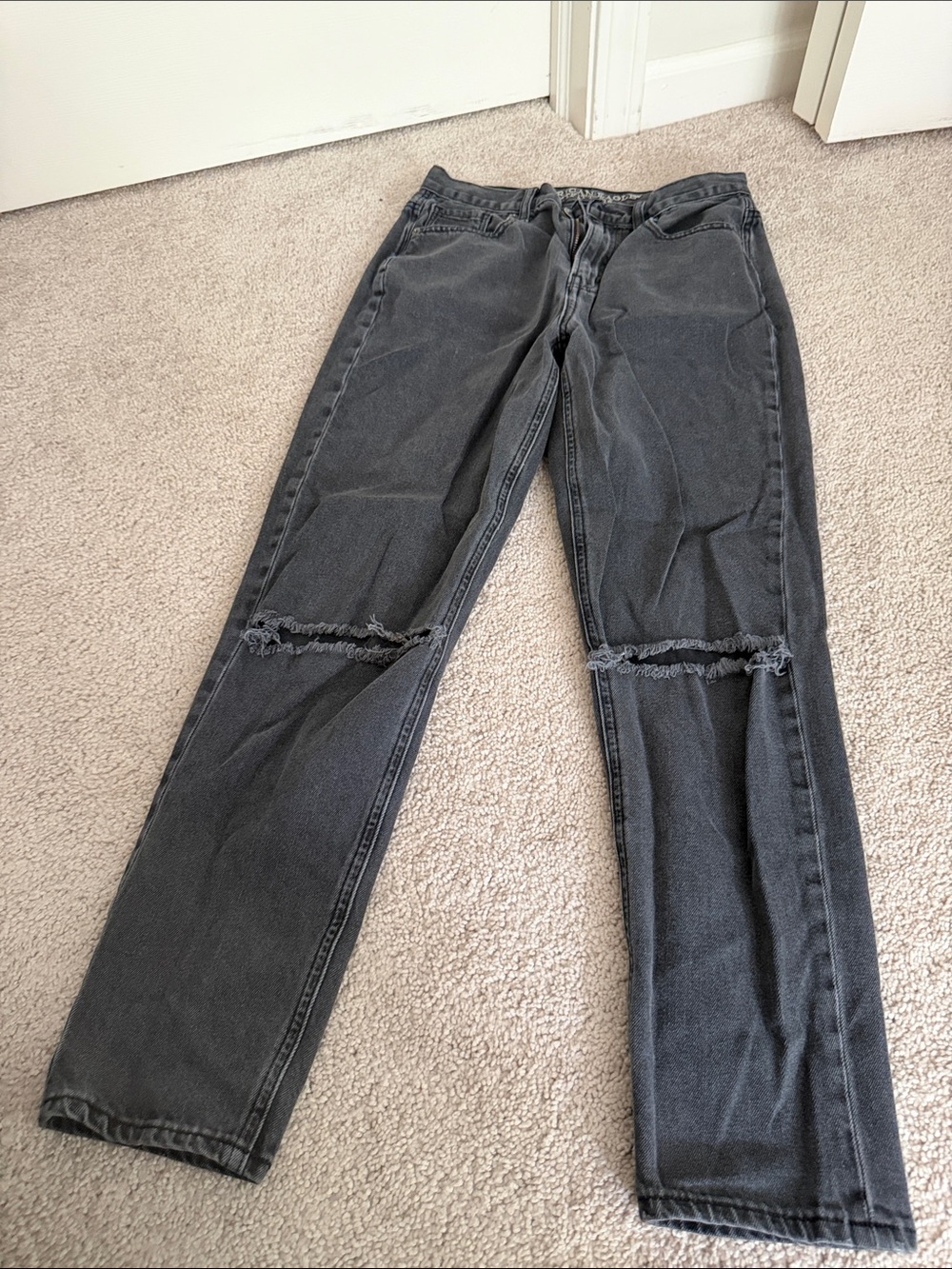 American Eagle Outfitters Washed Black Straight Jeans